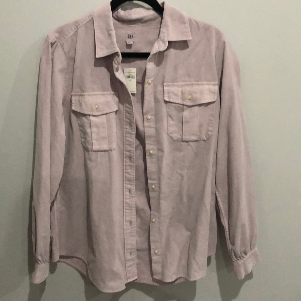 Gap lavender lilac corduroy button down shirt shacket size large new with tag - Picture 1 of 9